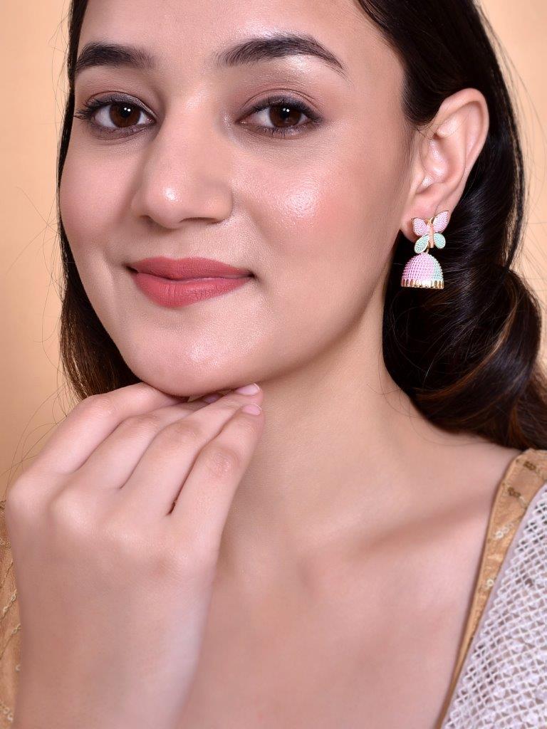 VOJ Multi Color Butterfly Contemporary Jhumka Earrings | Grab2Buy