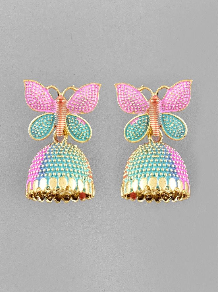 VOJ Multi Color Butterfly Contemporary Jhumka Earrings | Grab2Buy