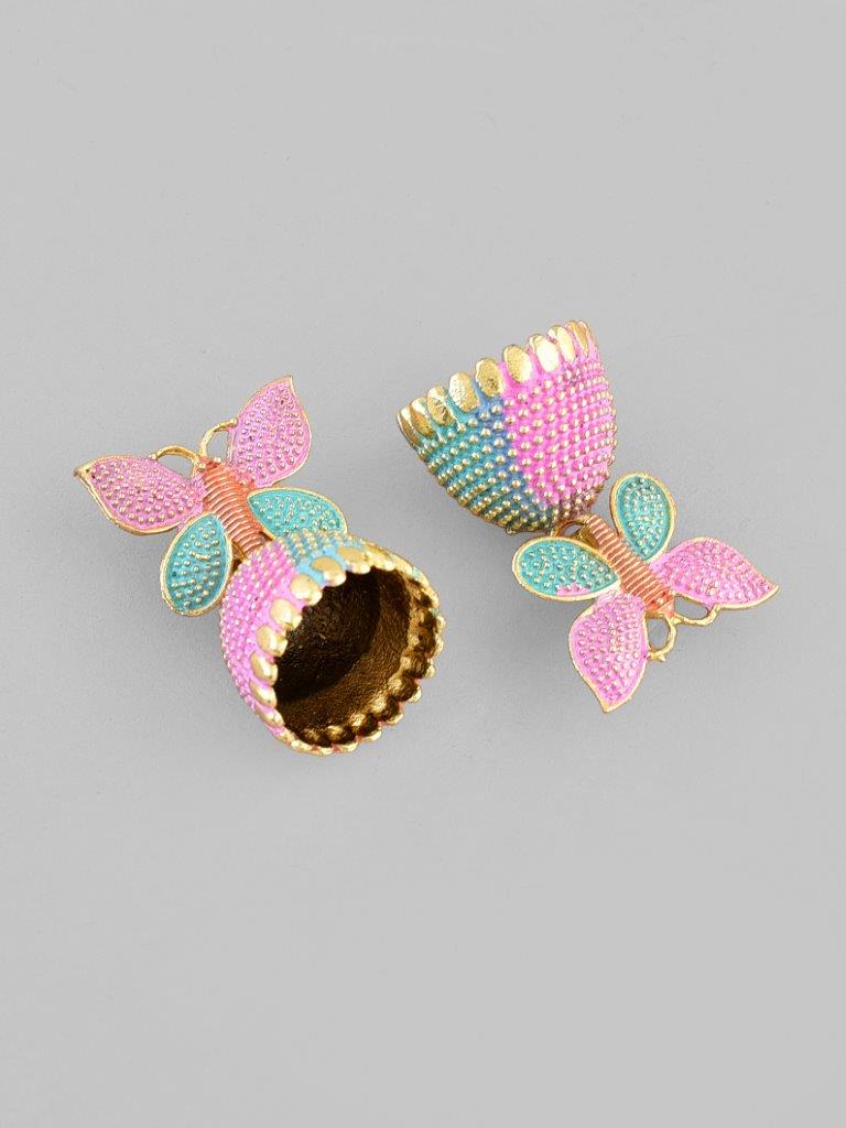 VOJ Multi Color Butterfly Contemporary Jhumka Earrings | Grab2Buy
