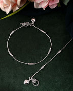 VOJ Set of 2 Silver Plated Pipe Shaped Handcrafted Anklet