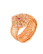 VOJ Stainless Steel Gold Polished Kundan Studded Wraparound Bracelet | Grab2Buy