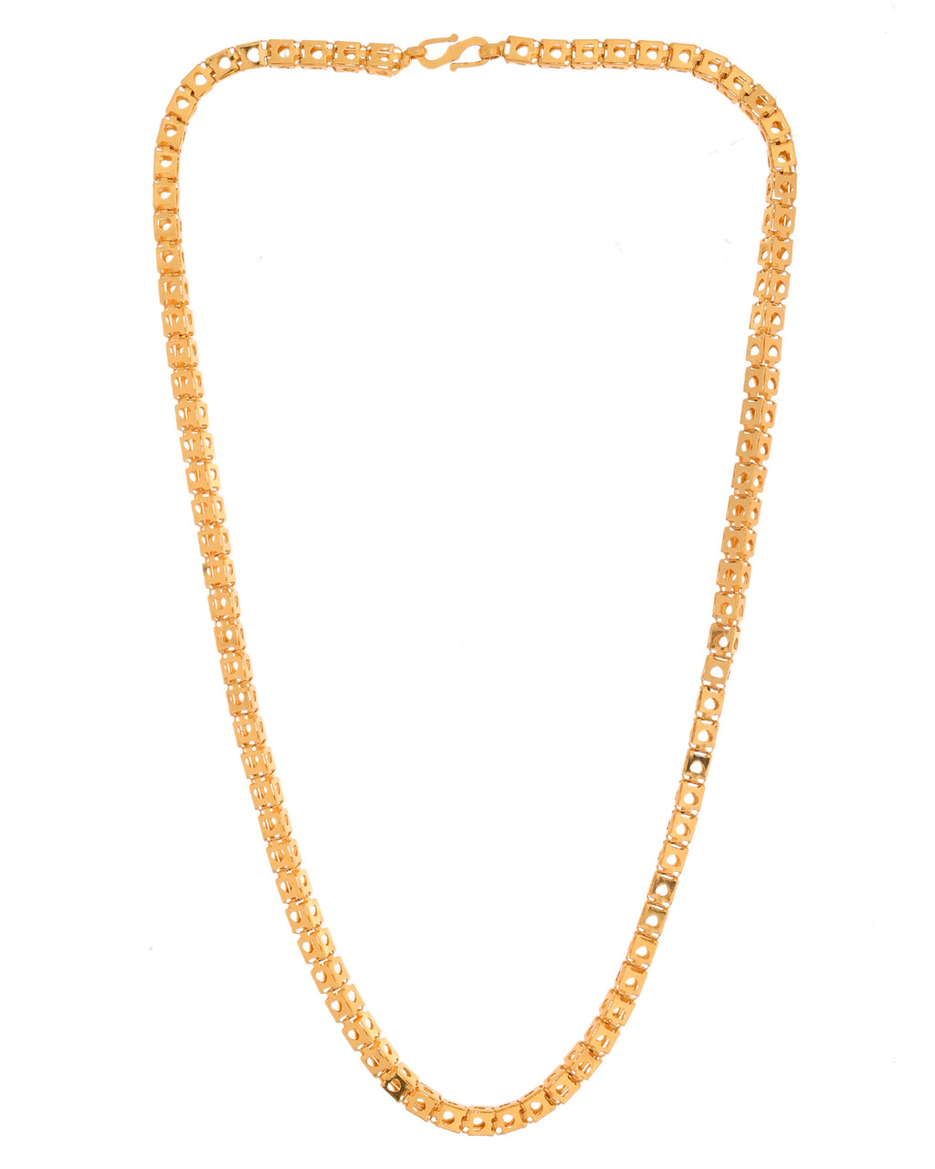 VOJ Men Stainless Steel Gold Polished Square Shaped Chain | Grab2Buy