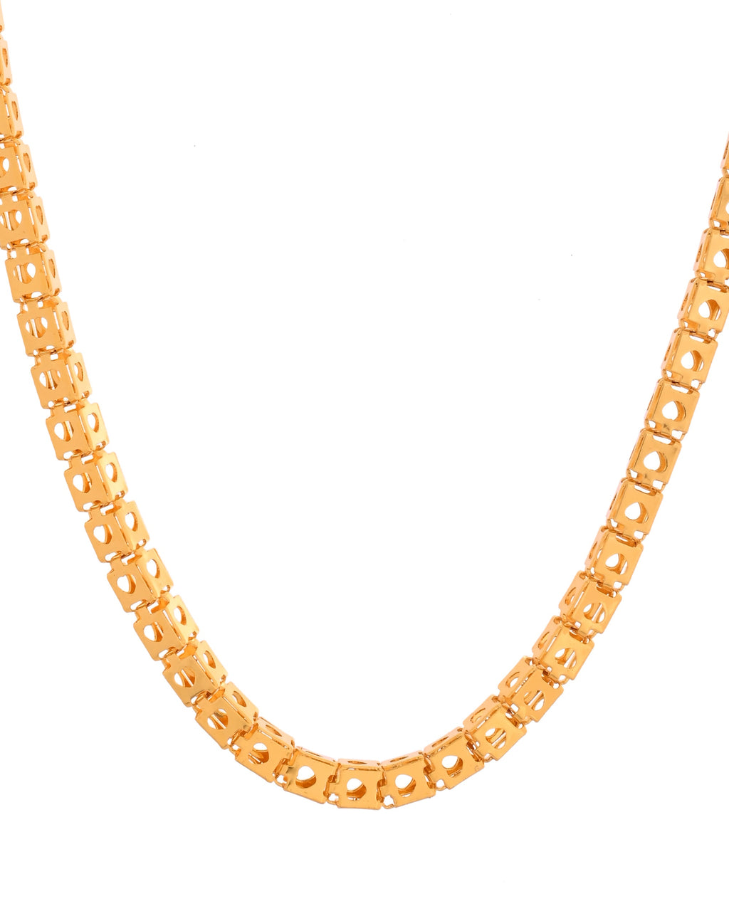 VOJ Men Stainless Steel Gold Polished Square Shaped Chain | Grab2Buy