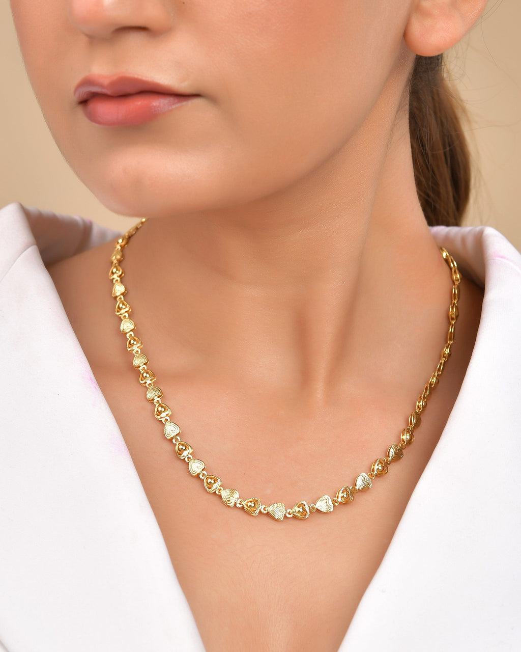 VOJ Women Gold Polished Heart Shaped Chain | Grab2Buy