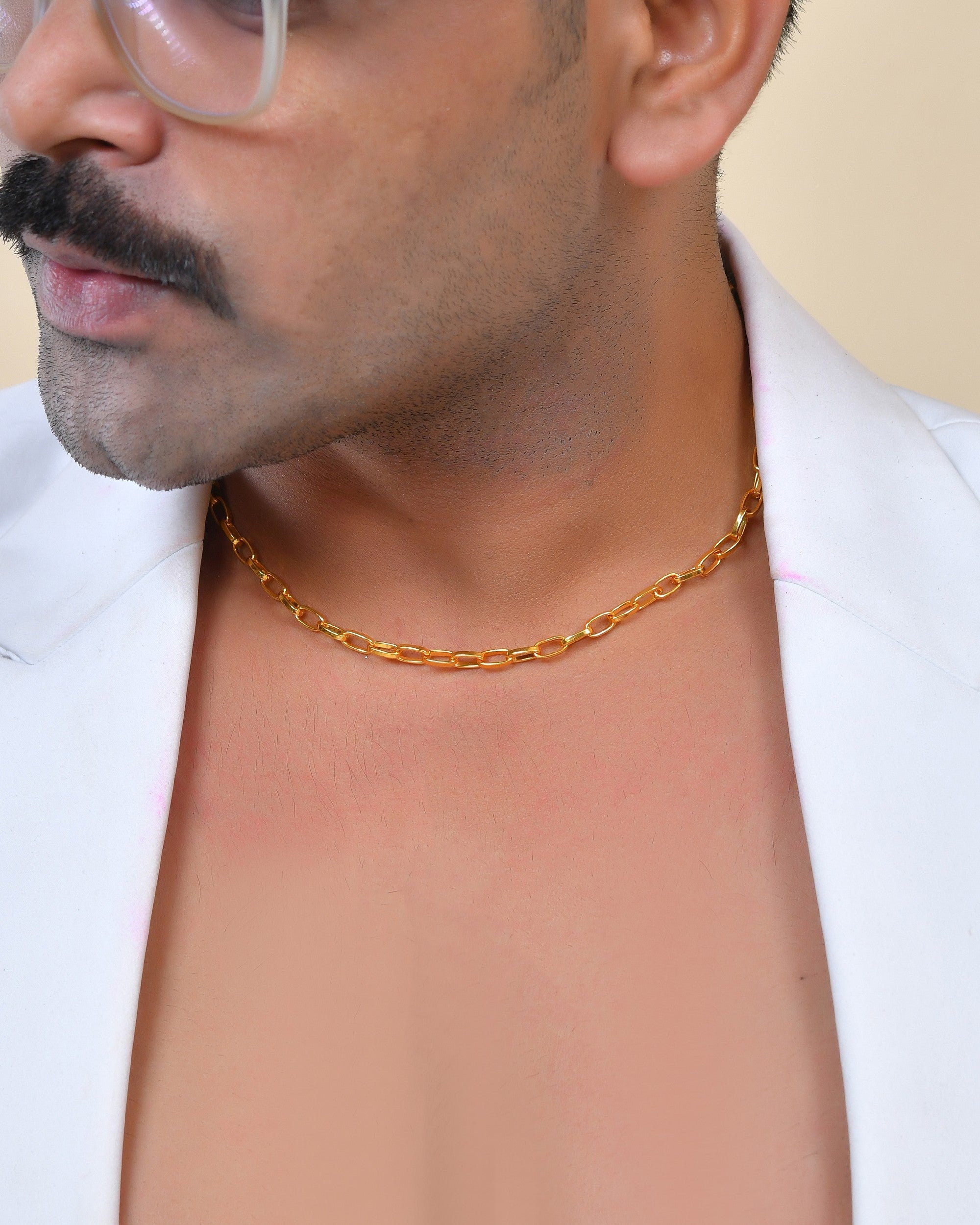 VOJ Gold Polished Stainless Steel Linked Chain For Men | Grab2Buy
