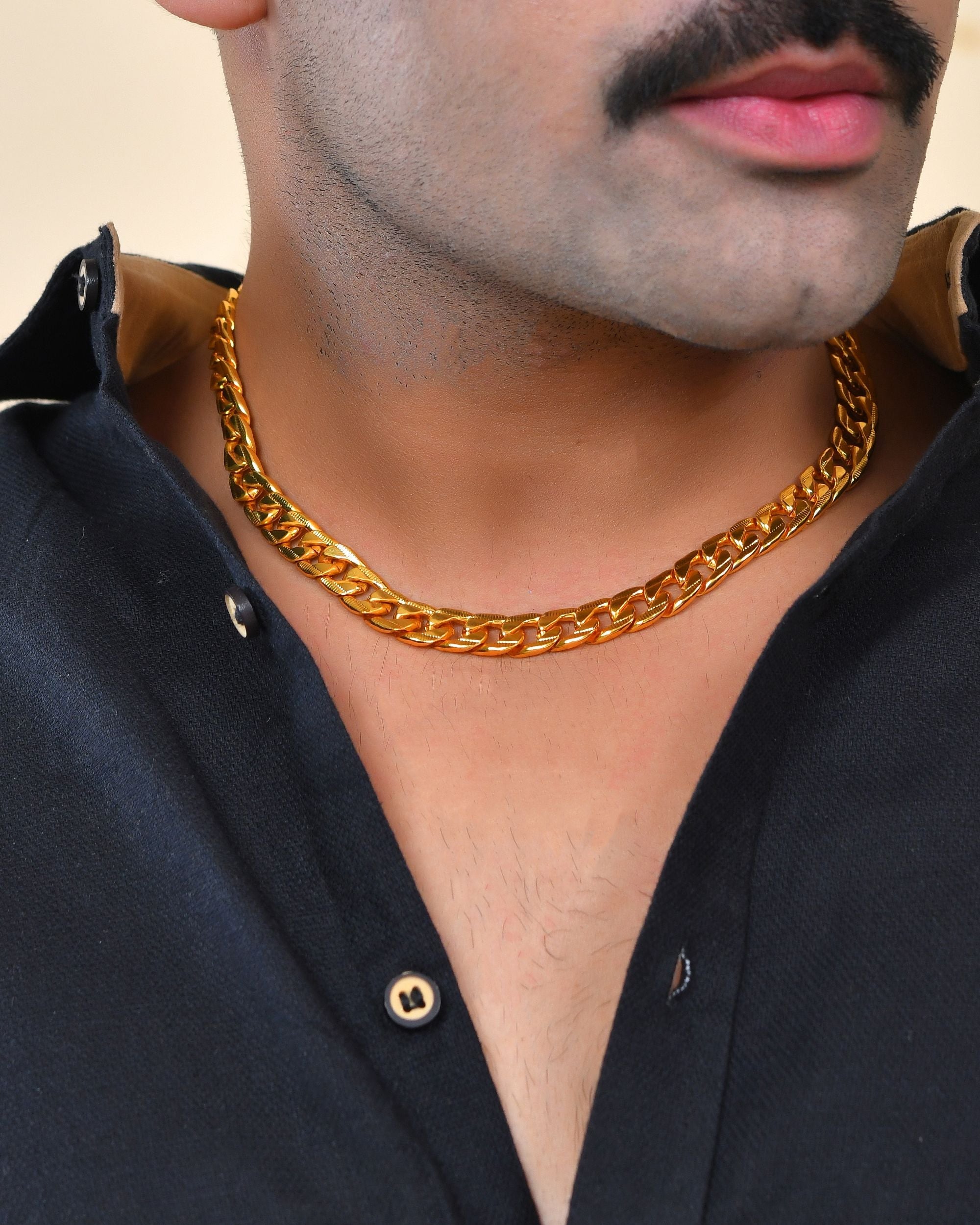 VOJ Gold Polished Stainless Steel Thick Linked Chain | Grab2Buy