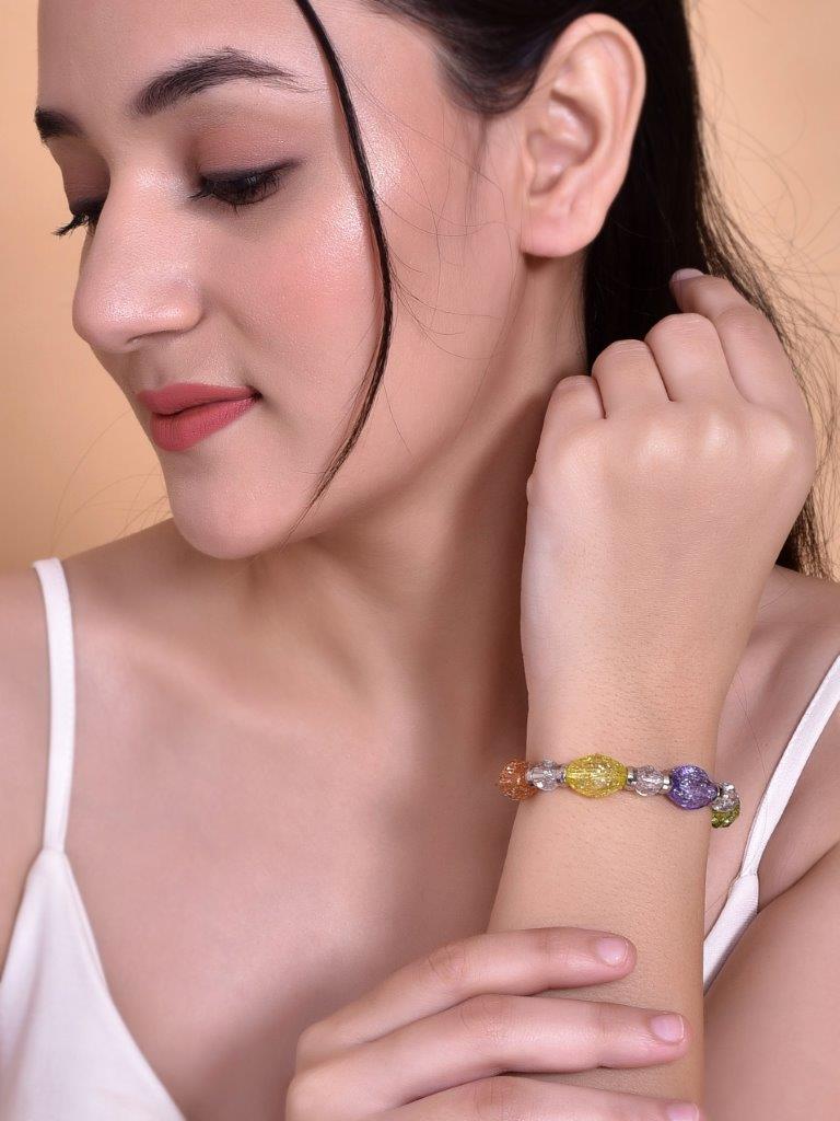 VOJ Multi Colour Beaded Elasticated Bracelet | Grab2Buy