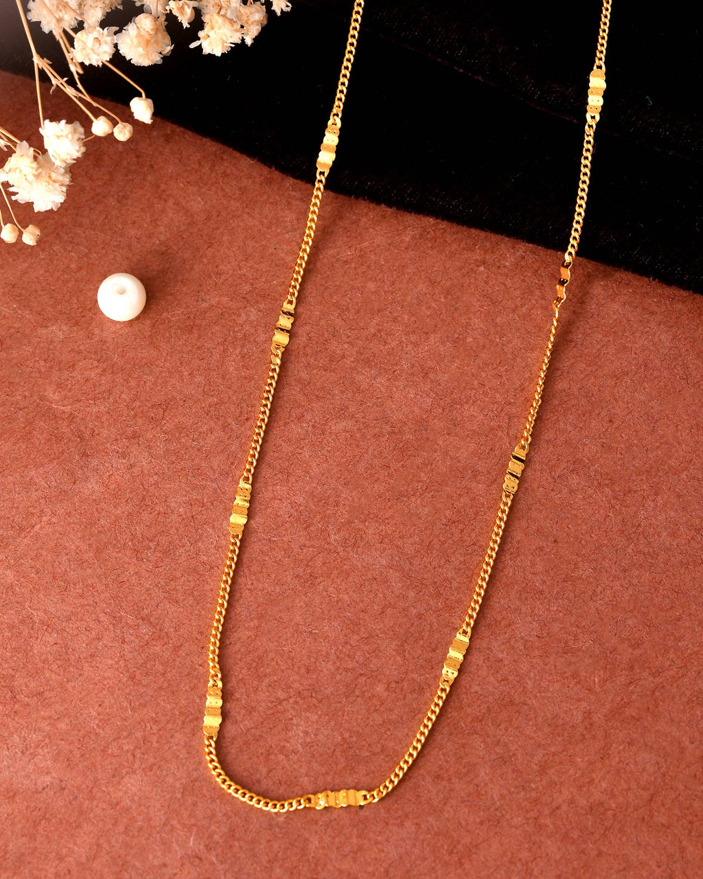 VOJ Women Stainless Steel Gold Polished Minimal Pipe Chain | Grab2Buy
