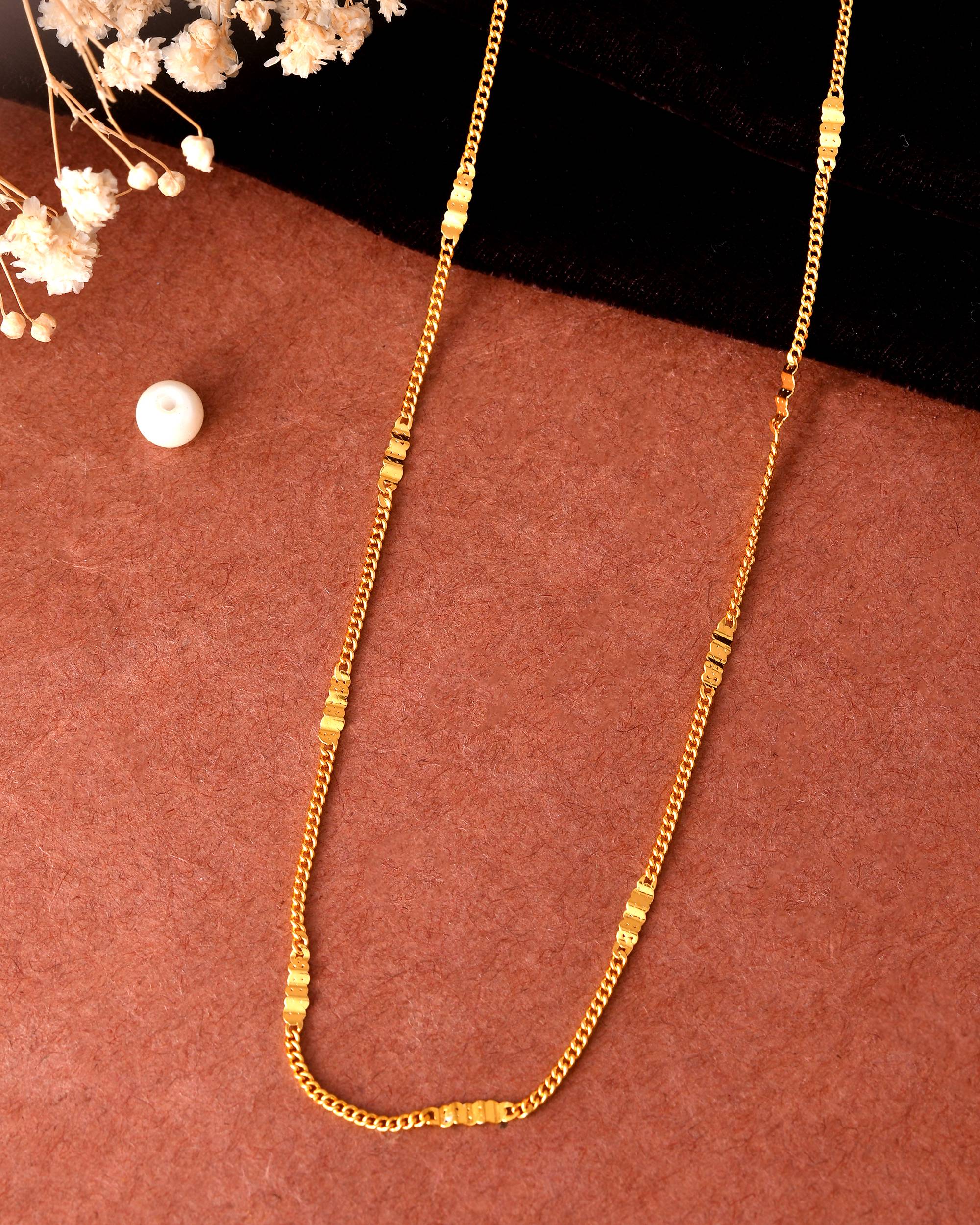 VOJ Women Stainless Steel Gold Polished Minimal Pipe Chain | Grab2Buy