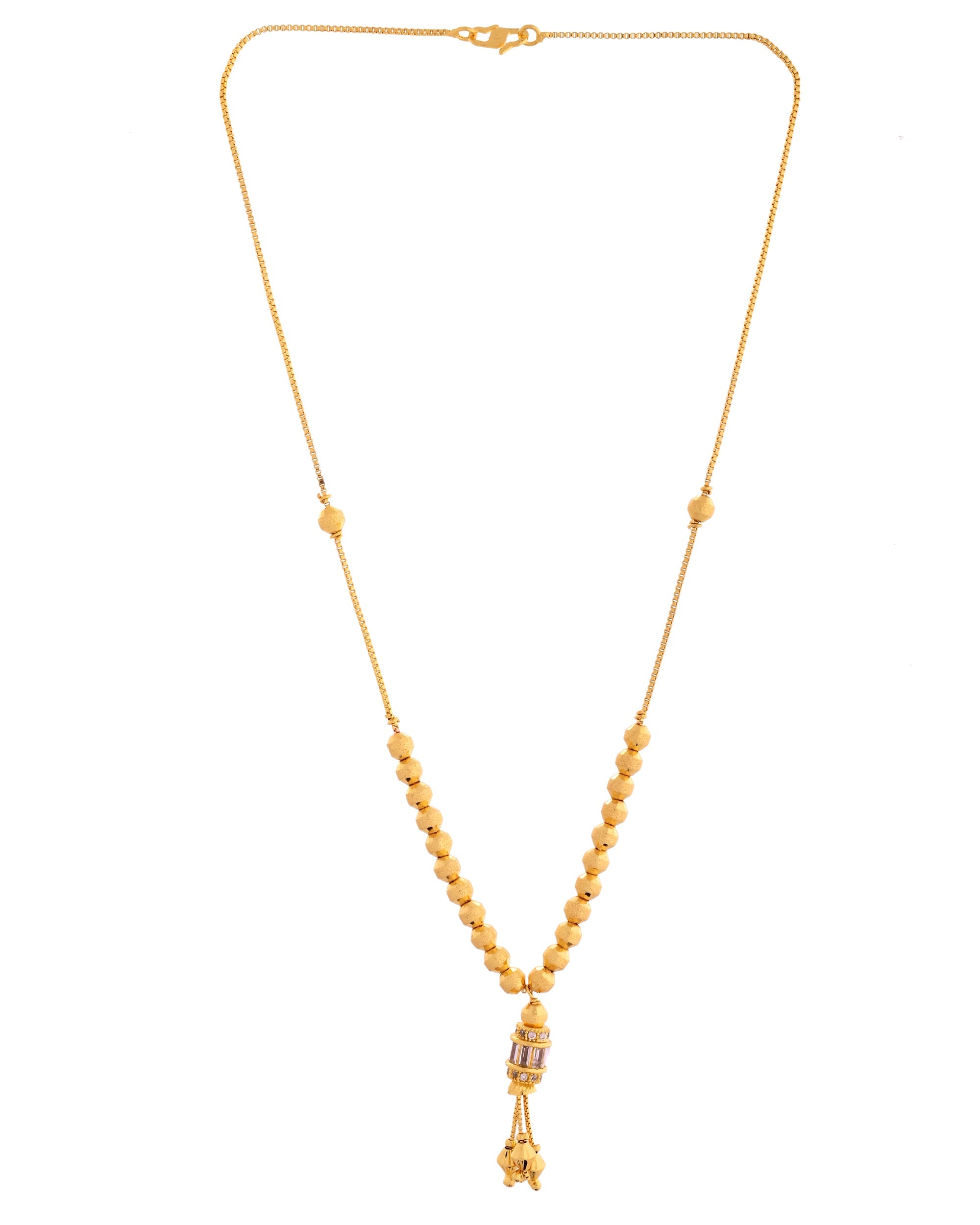VOJ Rose Gold Polished Ad Studded Round Pendant With Chain | Grab2Buy