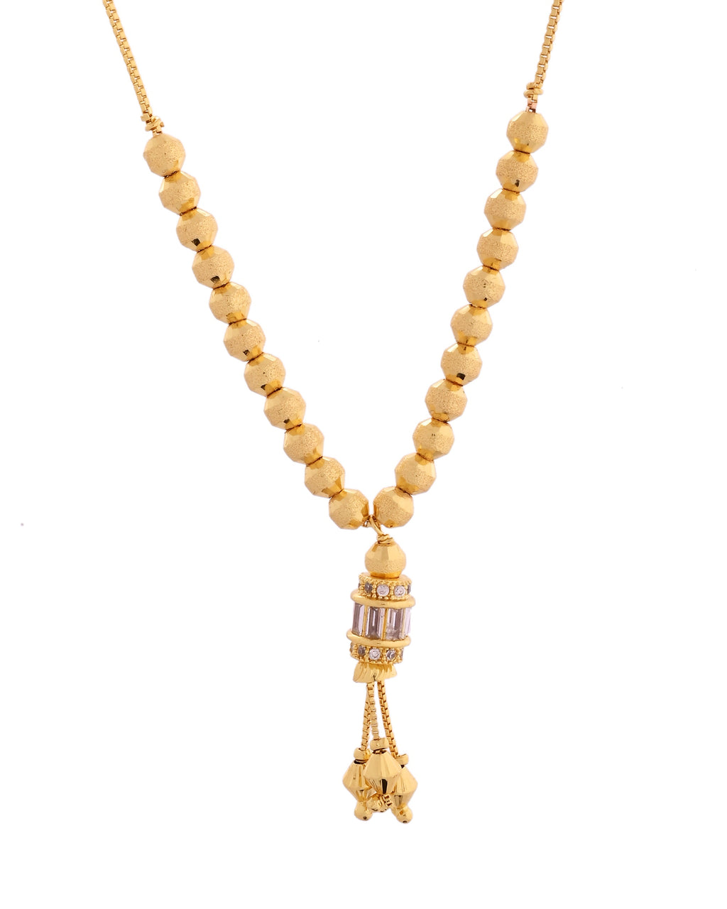 VOJ Rose Gold Polished Ad Studded Round Pendant With Chain | Grab2Buy