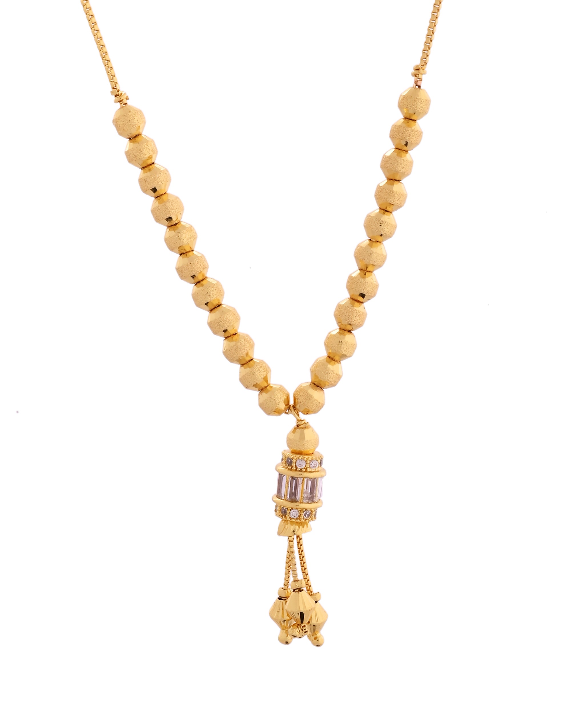 VOJ Rose Gold Polished Ad Studded Round Pendant With Chain | Grab2Buy