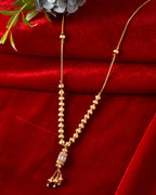 VOJ Rose Gold Polished Ad Studded Round Pendant With Chain | Grab2Buy