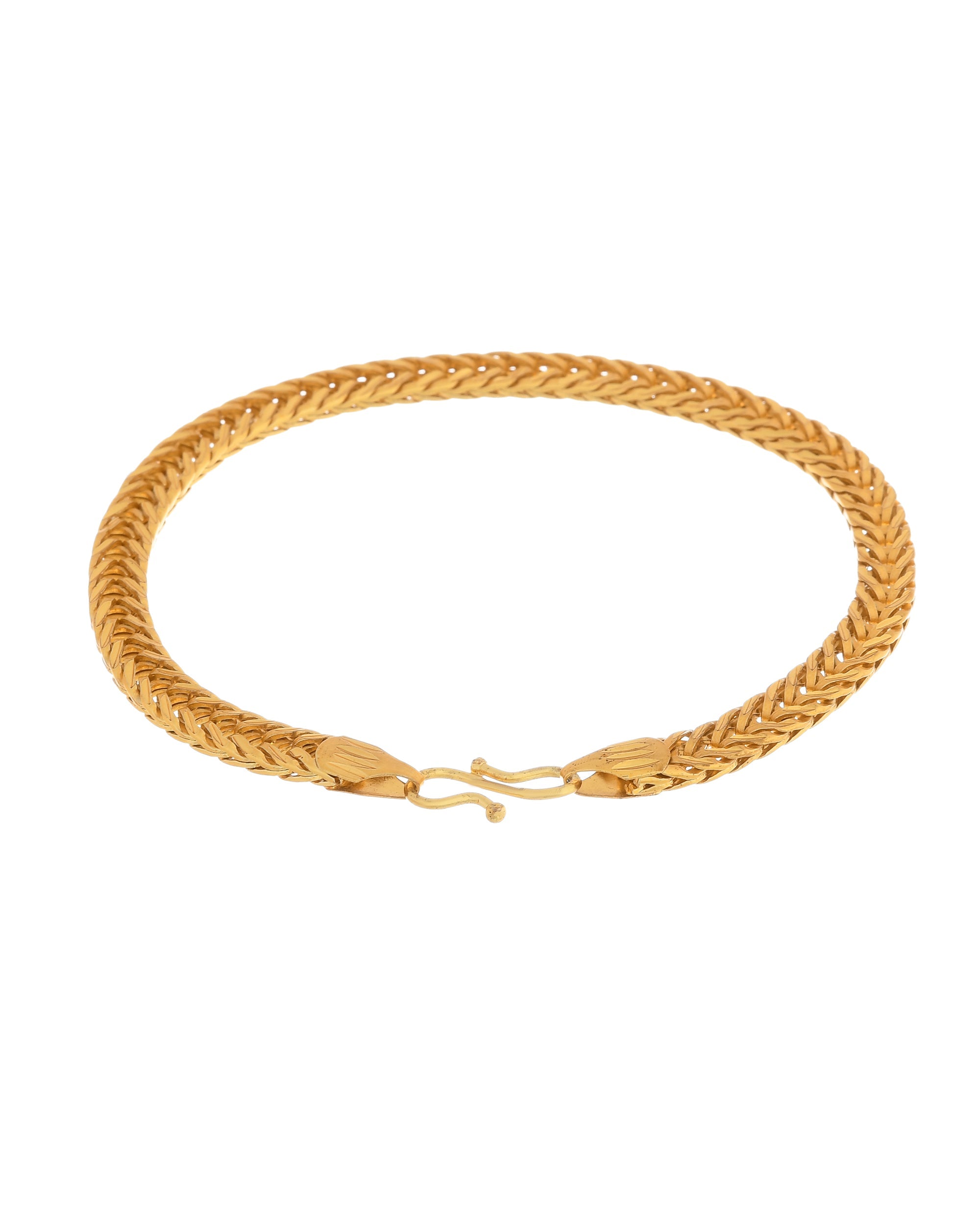 VOJ Men Gold Polished Stainless Steel Linked Bracelet