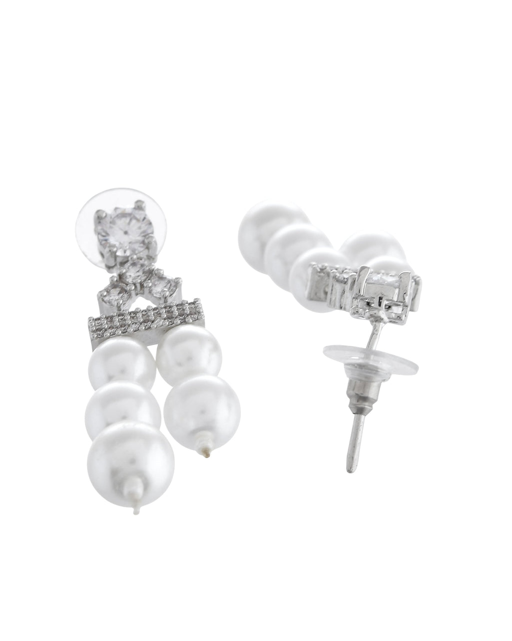 VOJ Silver Plated Pearl & Ad Studded Designer Jewellery Set | Grab2Buy