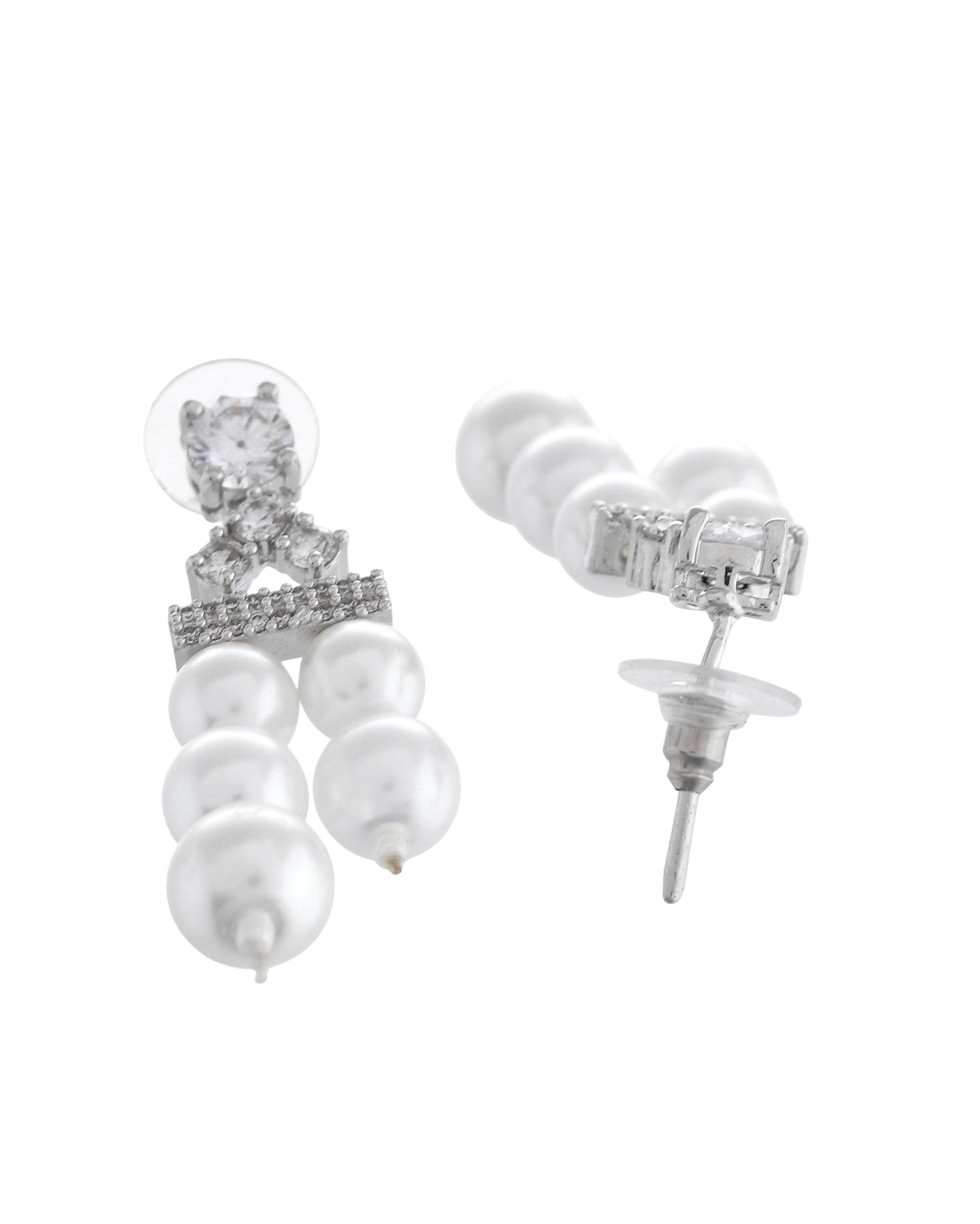 VOJ Silver Plated Pearl & Ad Studded Designer Jewellery Set | Grab2Buy