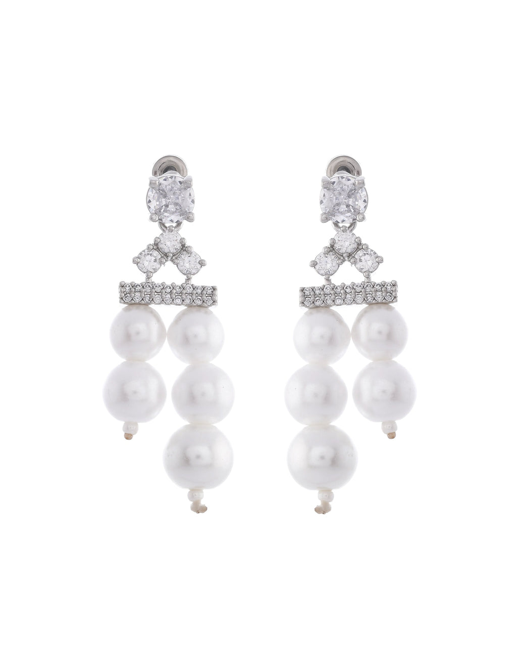 VOJ Silver Plated Pearl & Ad Studded Designer Jewellery Set | Grab2Buy