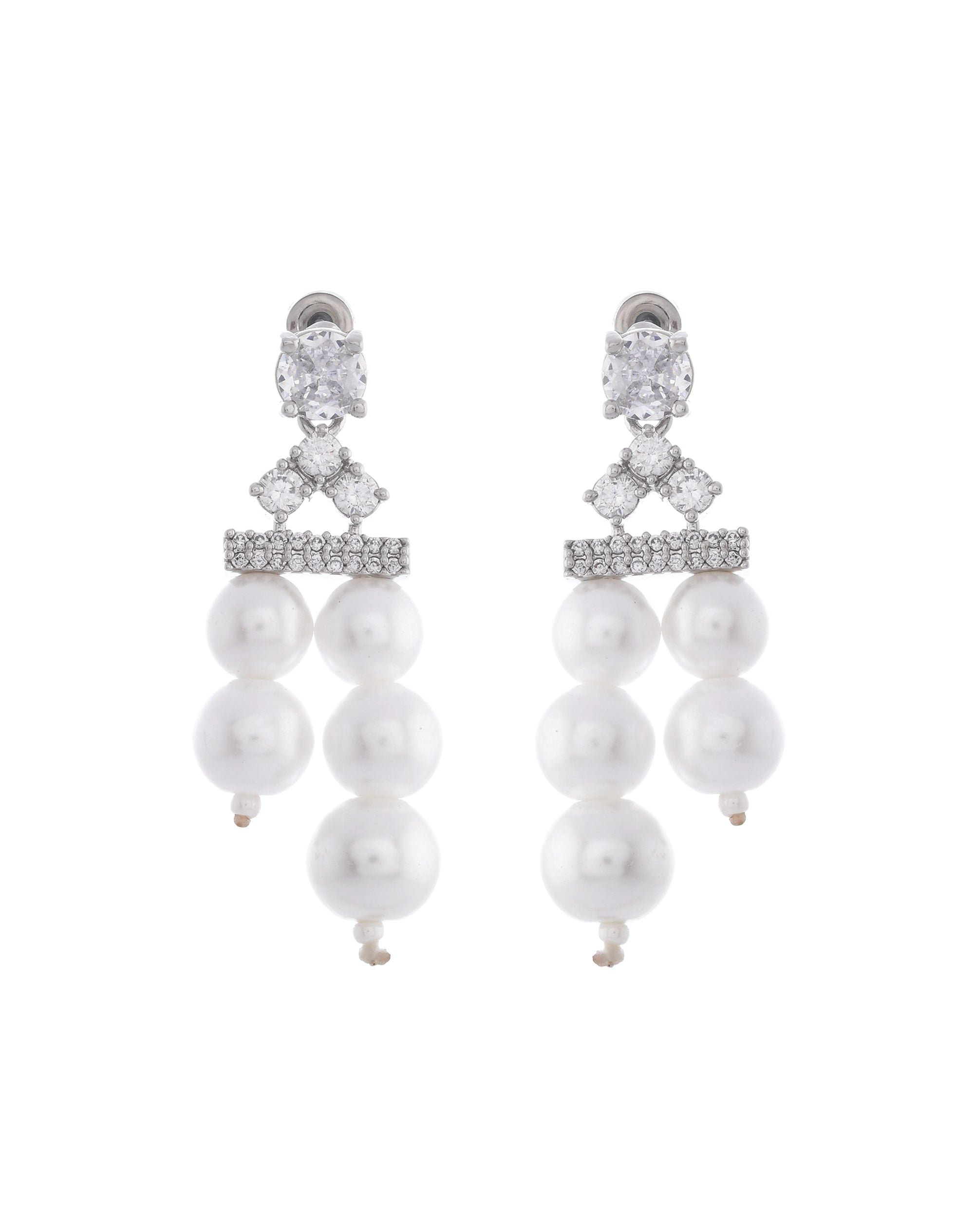 VOJ Silver Plated Pearl & Ad Studded Designer Jewellery Set | Grab2Buy