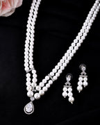 VOJ Silver Plated Pearl & Ad Studded Designer Jewellery Set | Grab2Buy