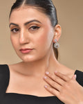 VOJ Silver Plated Stone Studded Teardrop Shaped Earrings | Grab2Buy