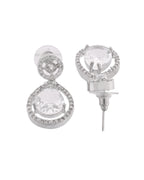 VOJ Silver Plated Stone Studded Teardrop Shaped Earrings | Grab2Buy