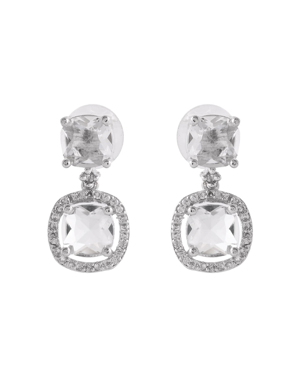 VOJ Silver Plated Stone Geometrical Shaped Earrings | Grab2Buy