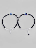 VOJ Set of 2 Silver Plated Beads Evil Eye Anklet | Grab2Buy