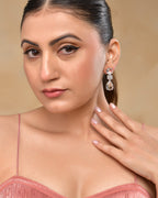 VOJ Silver Plated Stone Studded Floral Shaped Studs Earrings | Grab2Buy