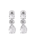 VOJ Silver Plated Stone Studded Floral Shaped Studs Earrings | Grab2Buy