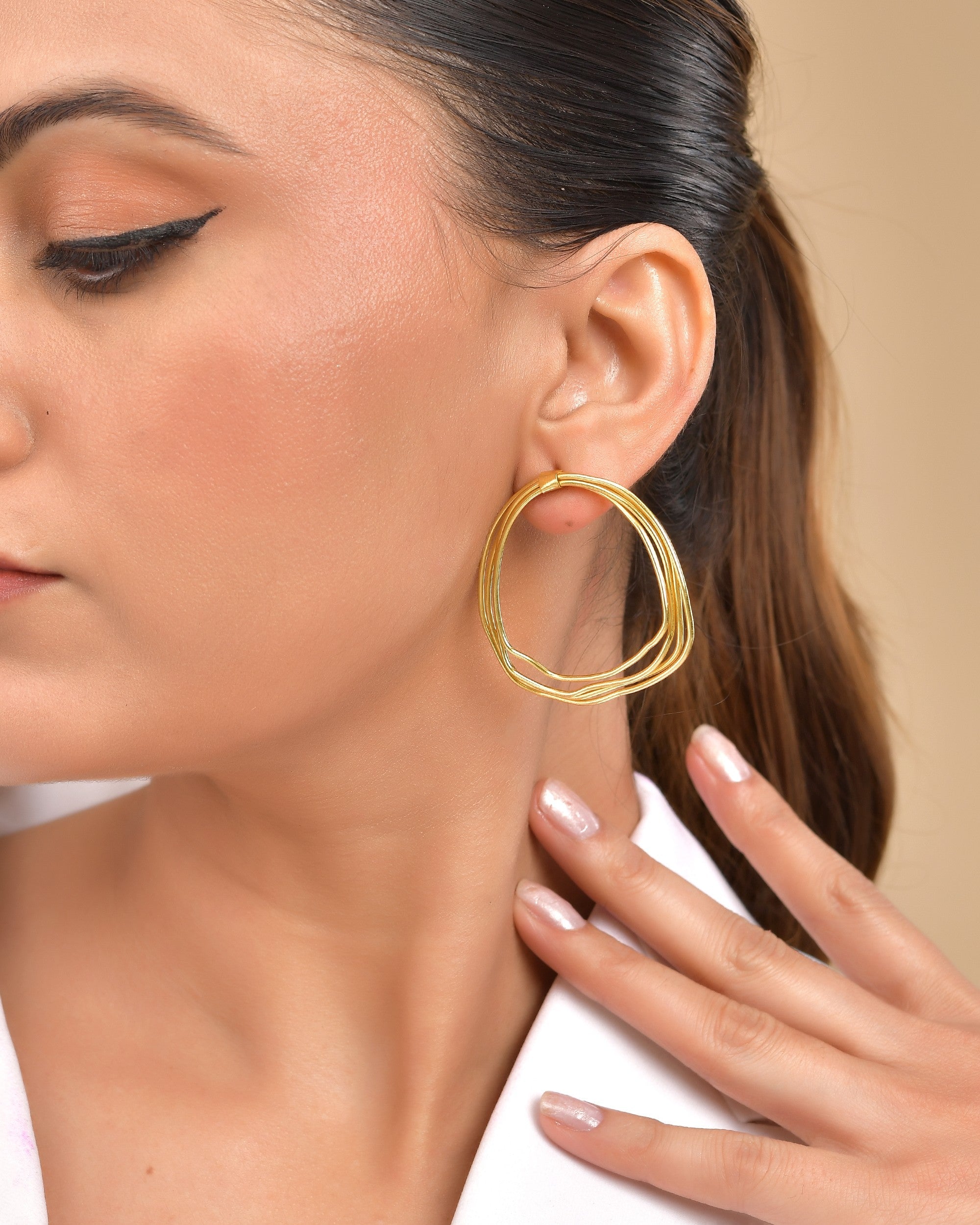 VOJ Gold Polished Anti Tarnished Multi Wired Studs Earrings | Grab2Buy