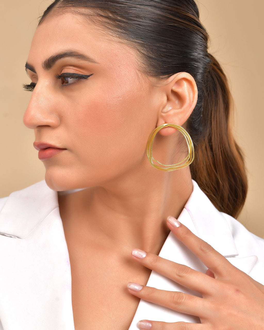 VOJ Gold Polished Anti Tarnished Multi Wired Studs Earrings | Grab2Buy