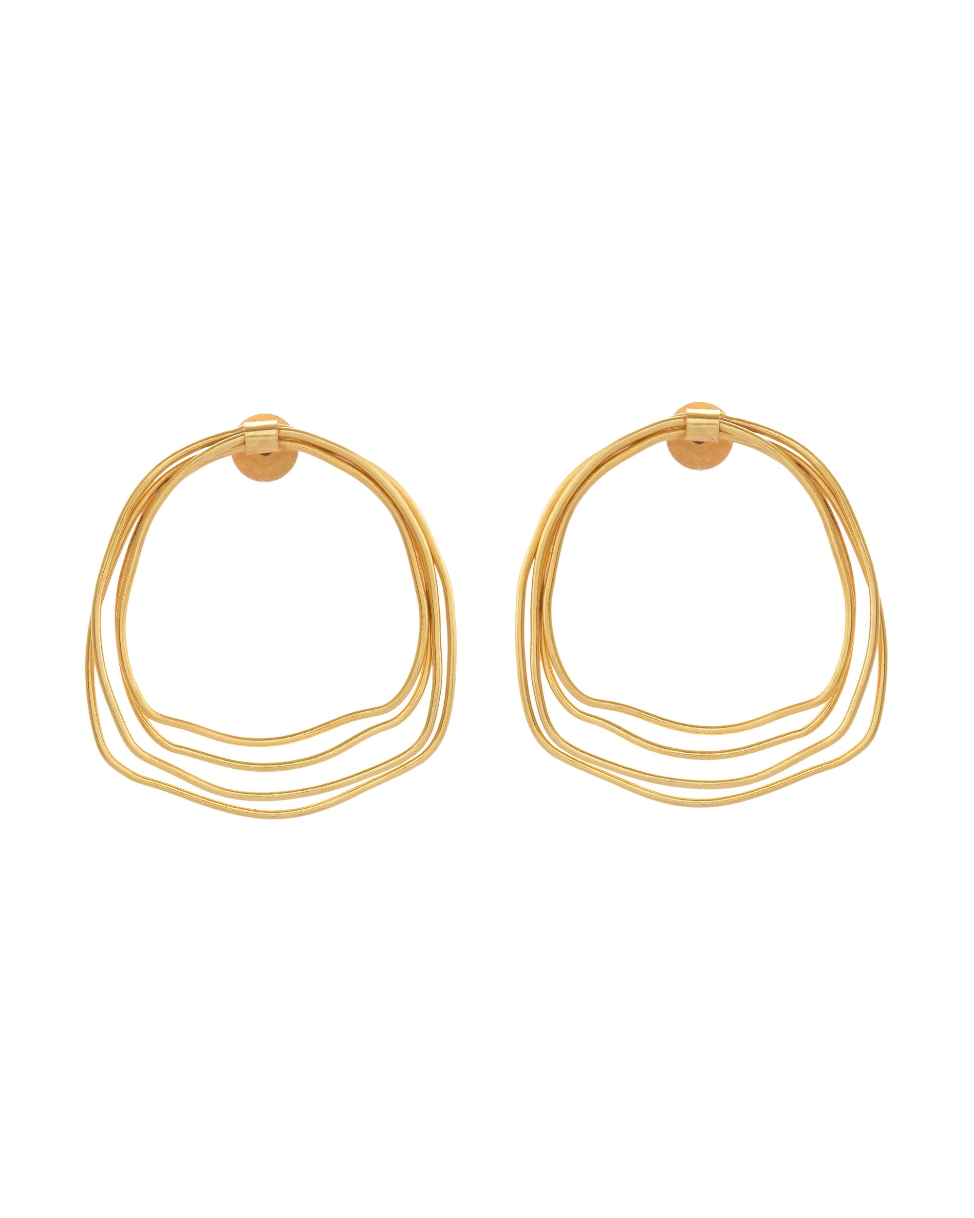 VOJ Gold Polished Anti Tarnished Multi Wired Studs Earrings | Grab2Buy