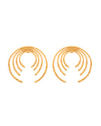 VOJ Gold Polished Anti Tarnished Semi Circle Studs Earrings | Grab2Buy