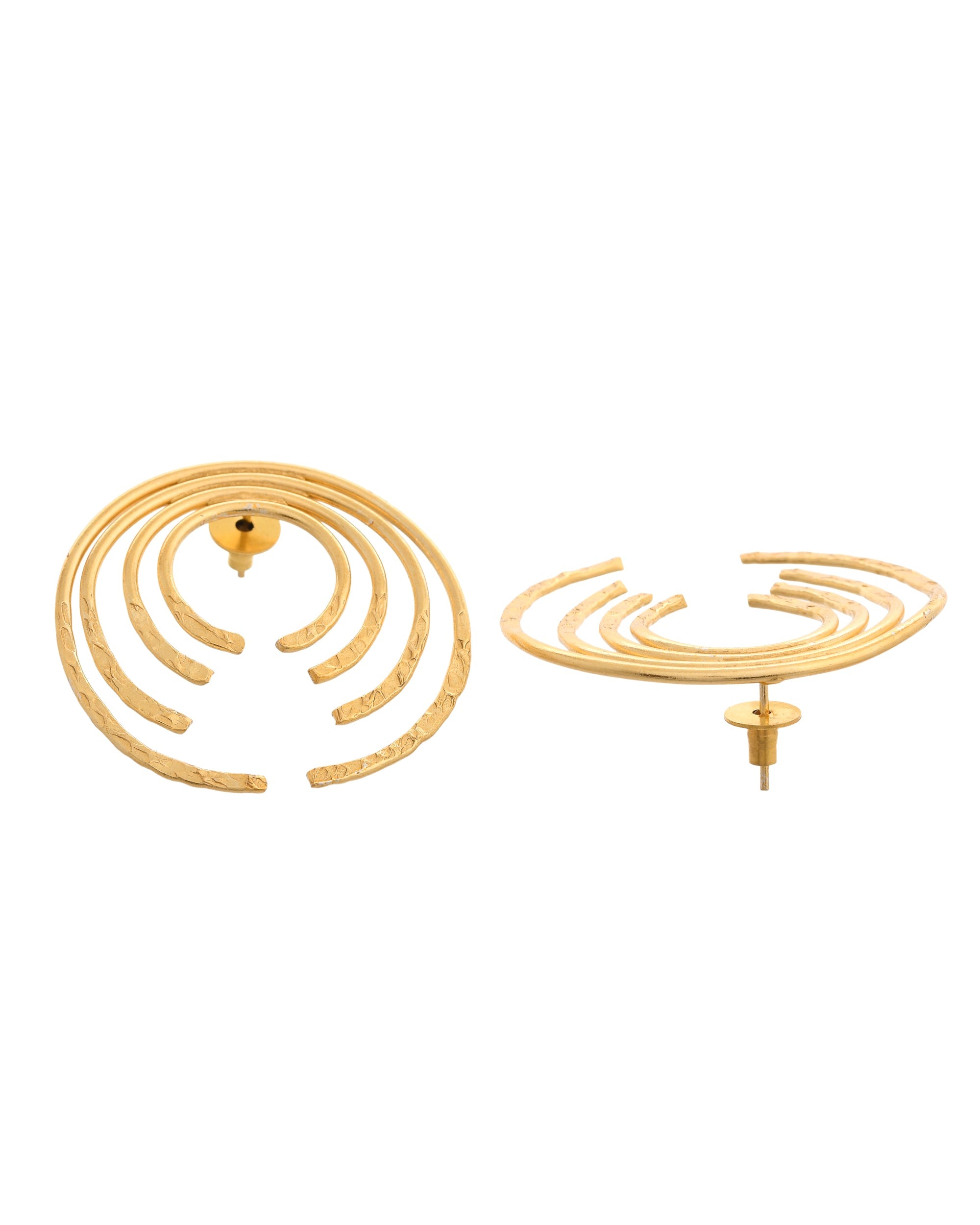 VOJ Gold Polished Anti Tarnished Semi Circle Studs Earrings | Grab2Buy