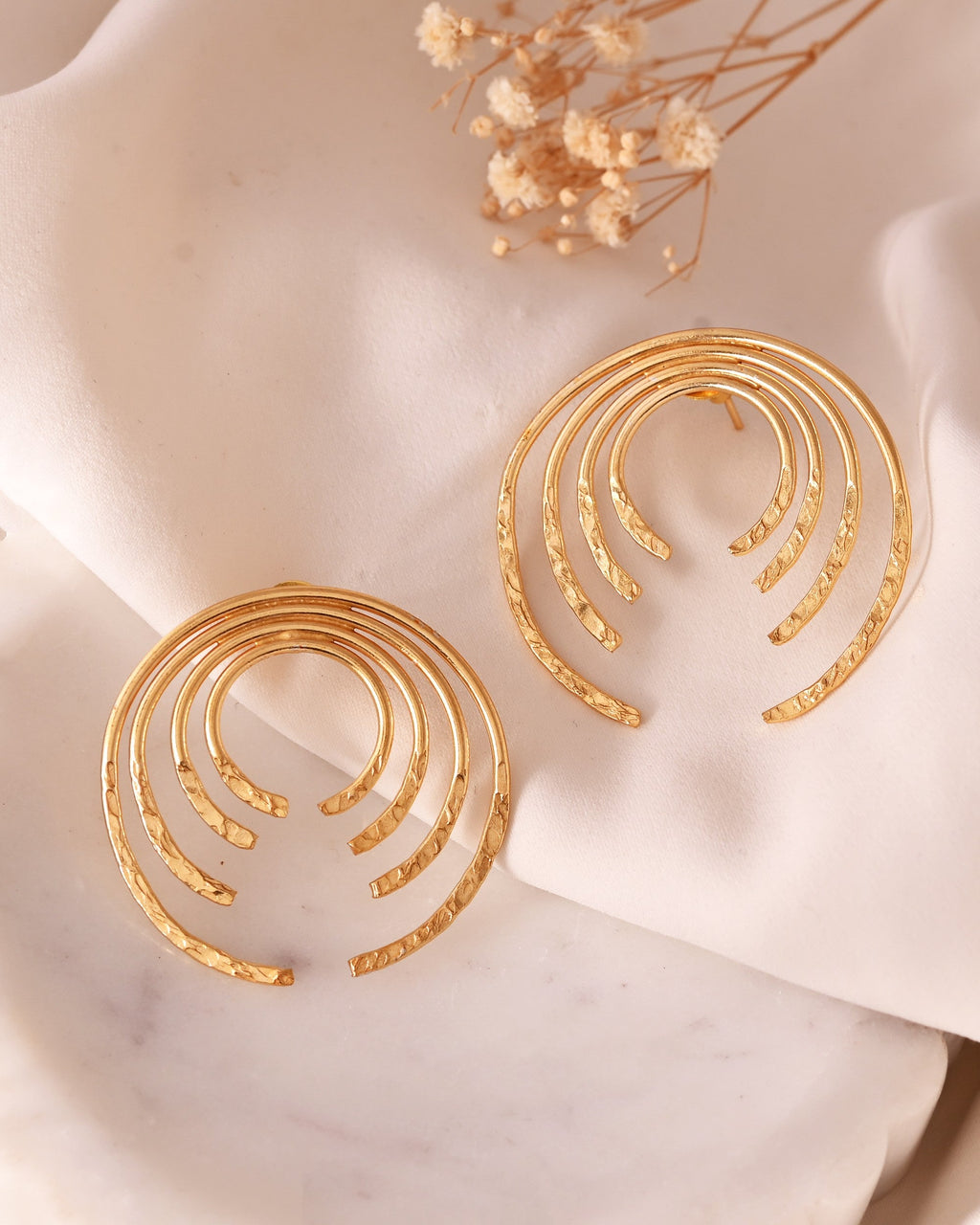 VOJ Gold Polished Anti Tarnished Semi Circle Studs Earrings | Grab2Buy
