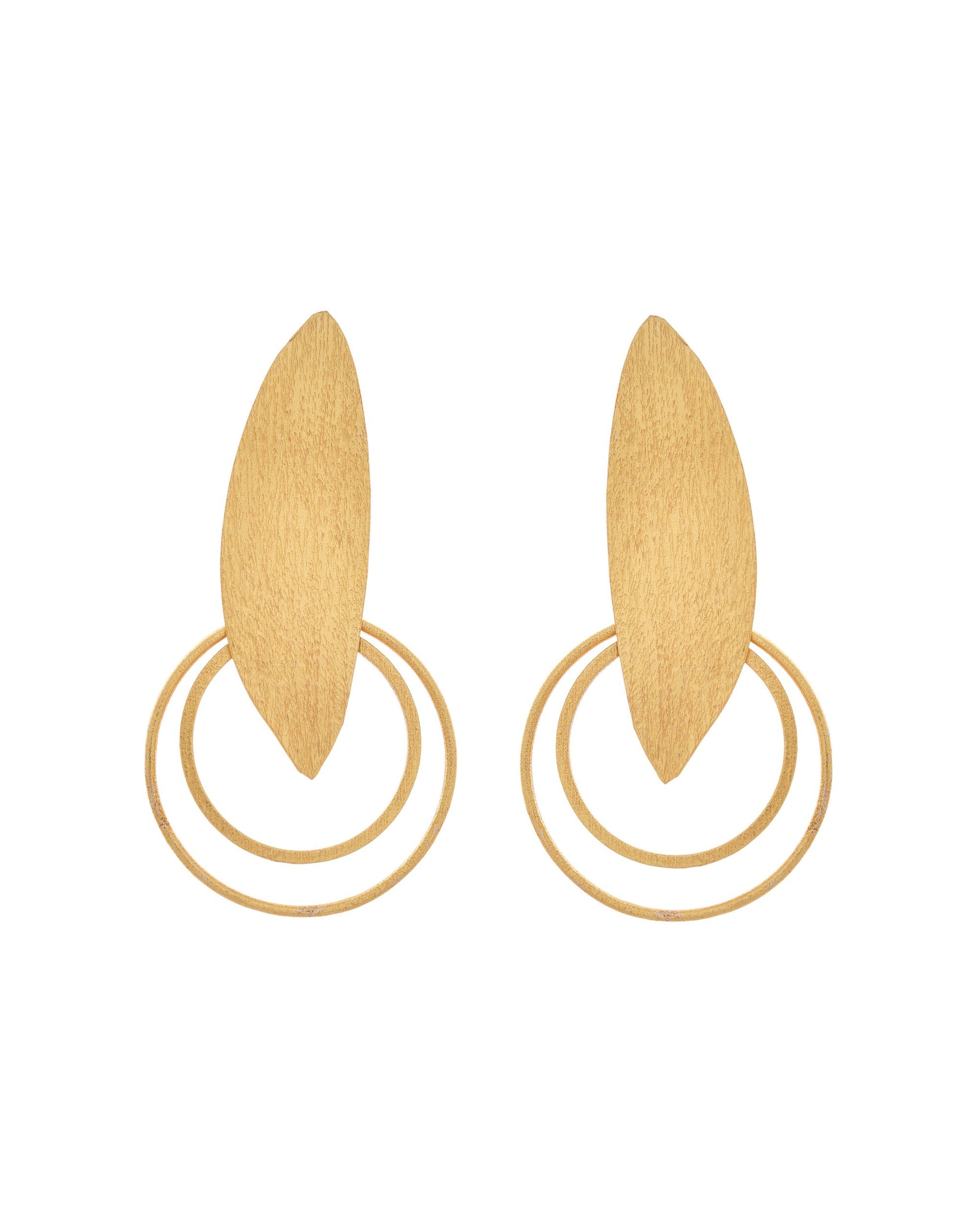 VOJ Gold Polished Stainless Steel Designer Anti Tarnished Earrings | Grab2Buy
