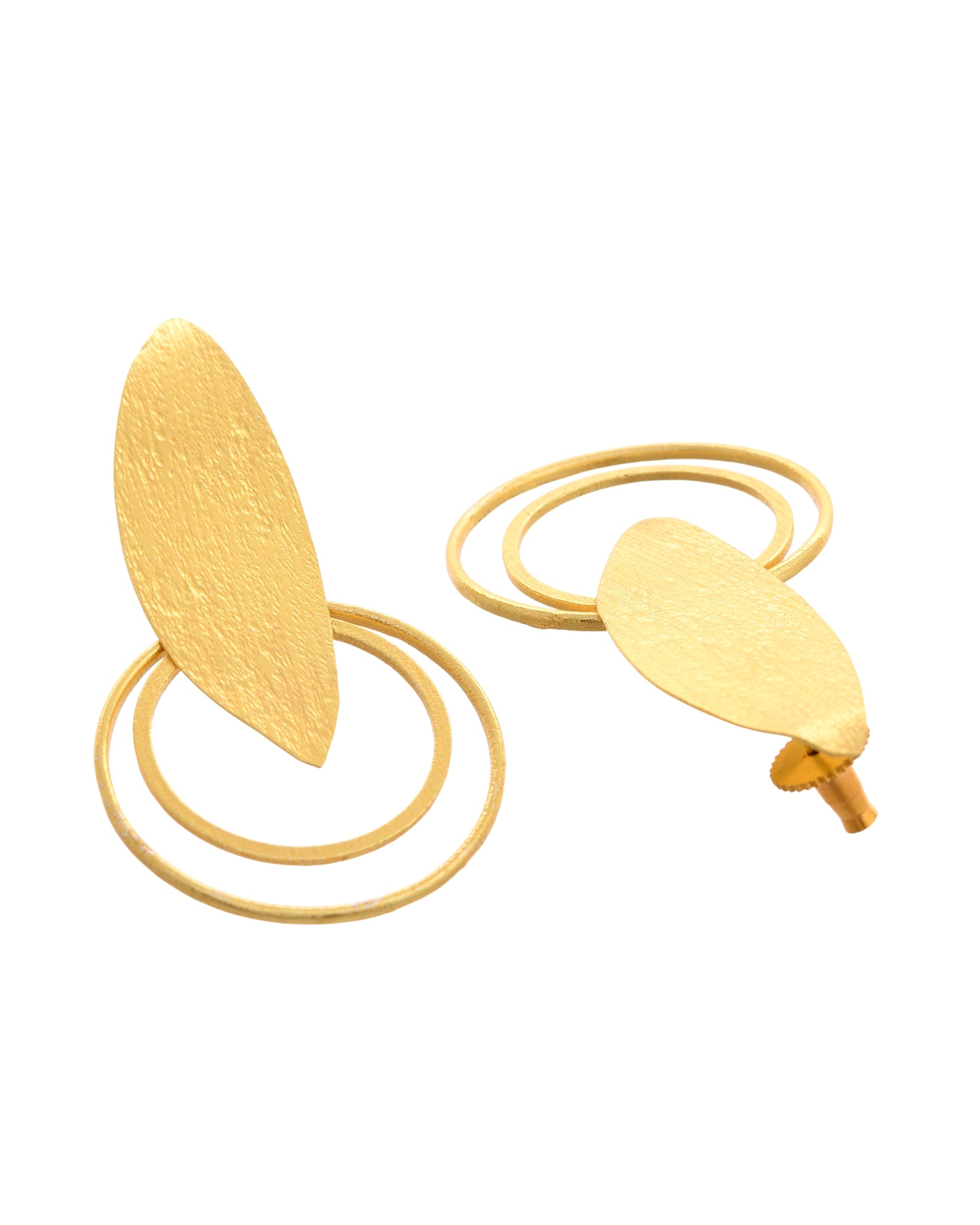 VOJ Gold Polished Stainless Steel Designer Anti Tarnished Earrings | Grab2Buy