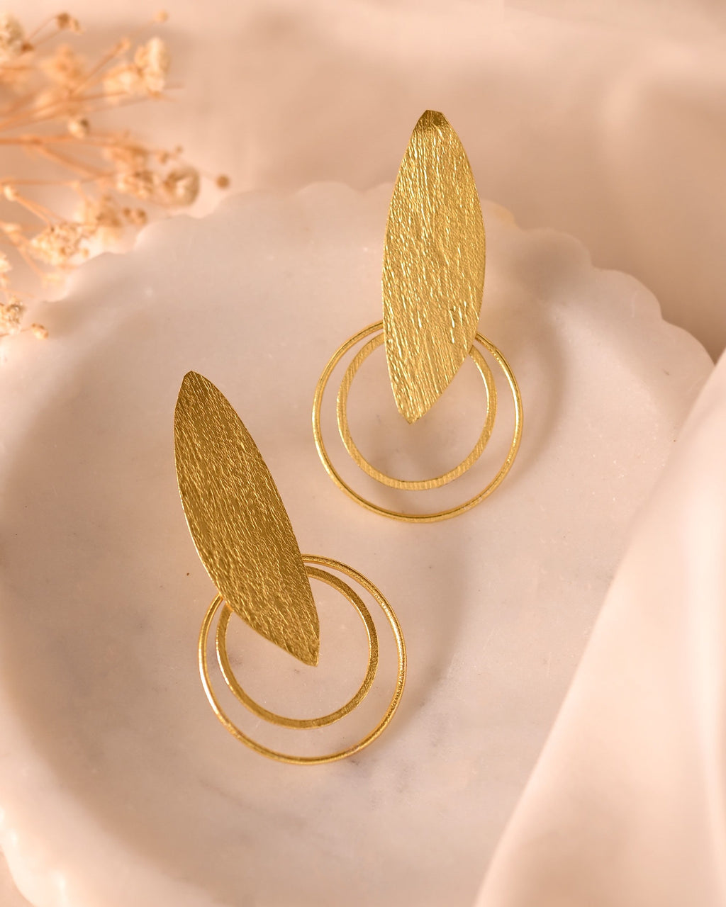 VOJ Gold Polished Stainless Steel Designer Anti Tarnished Earrings | Grab2Buy