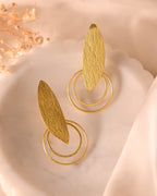 VOJ Gold Polished Stainless Steel Designer Anti Tarnished Earrings | Grab2Buy