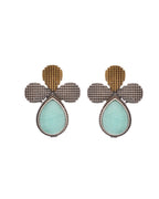 VOJ Silver Toned Teal Stone Studded Elegant Earrings | Grab2Buy