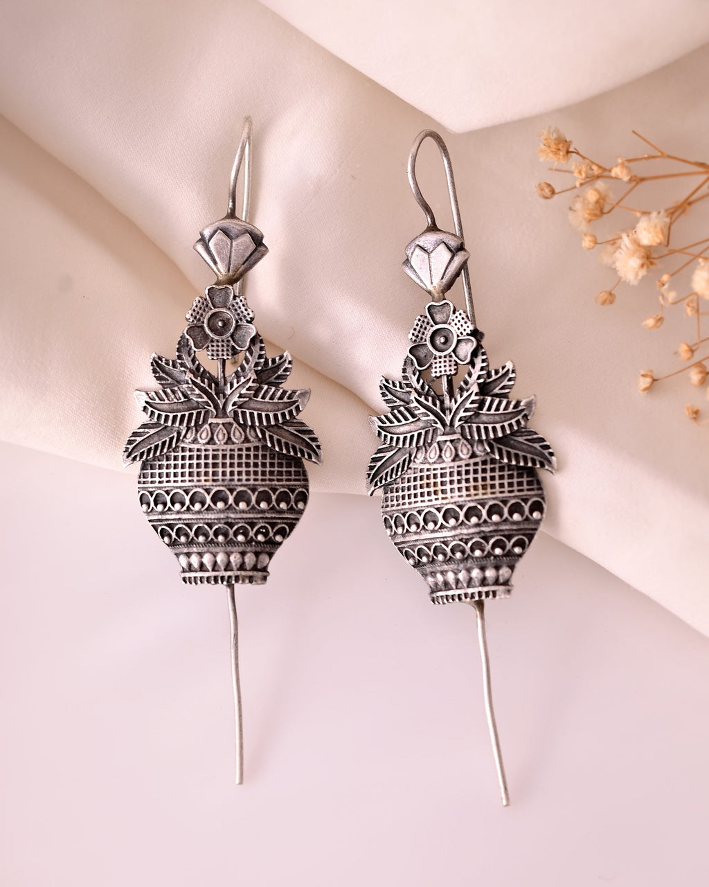 VOJ Silver Toned Designer Floral Shaped Ear Cuff | Grab2Buy