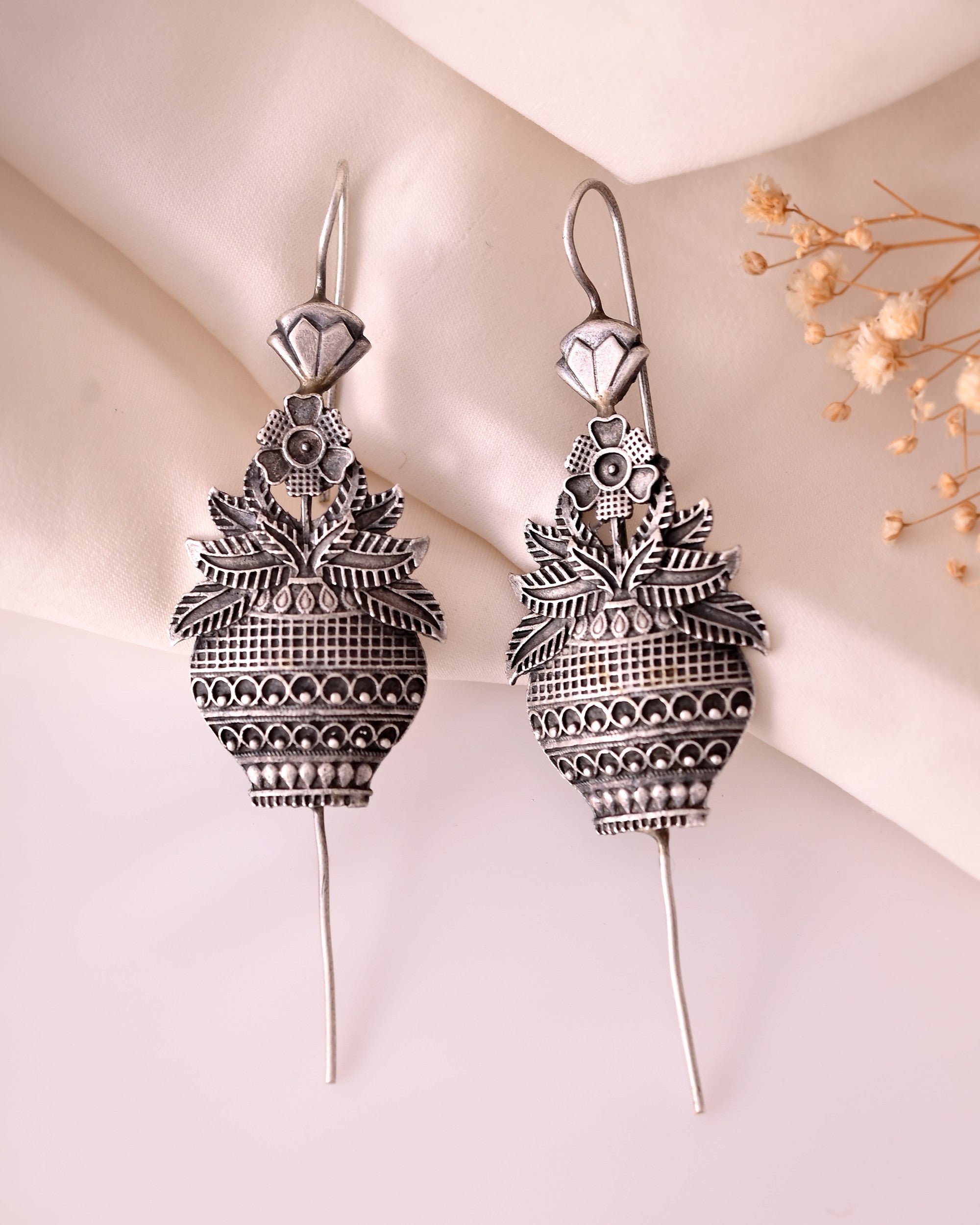 VOJ Silver Toned Designer Floral Shaped Ear Cuff | Grab2Buy