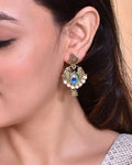 VOJ Gold-Polished Peacock Contemporay Jhumka Earrings | Grab2Buy