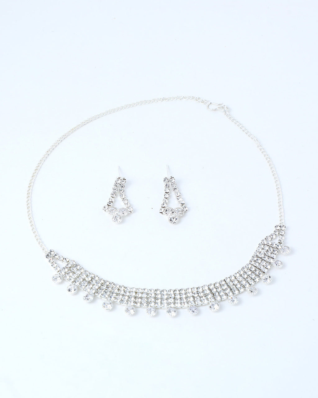 VOJ Silver Plated Stone Studded Choker Necklace And Earrings Set | Grab2Buy
