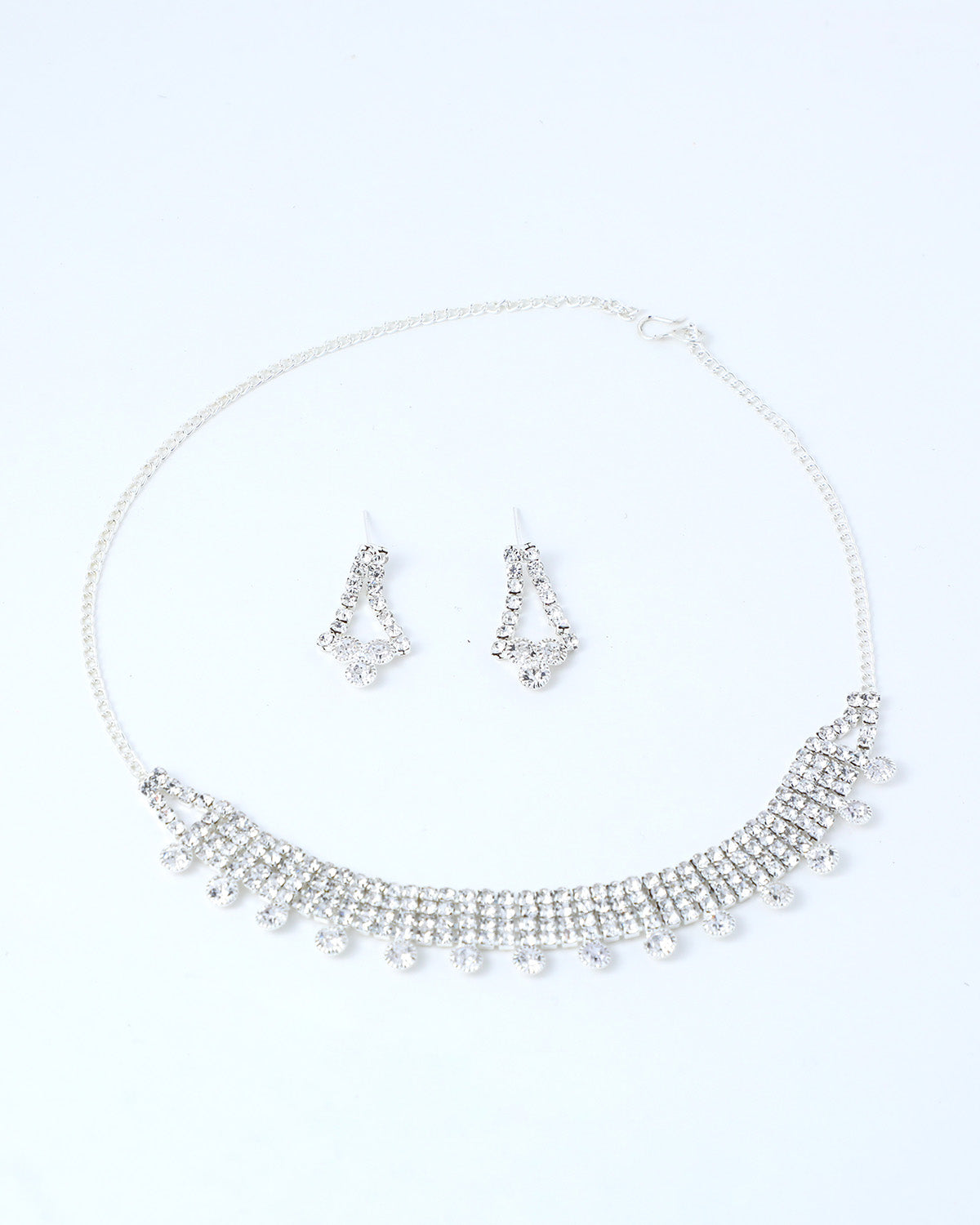 VOJ Silver Plated Stone Studded Choker Necklace And Earrings Set | Grab2Buy