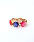 VOJ Gold-Polished With Multi Colored Stone Studded Wraparound Bracelet