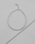 VOJ Set Of 2 Silver Plated Snake Anklet