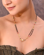VOJ Gold-Polished AD-Studded & Beaded Layered Mangalsutra | Grab2Buy