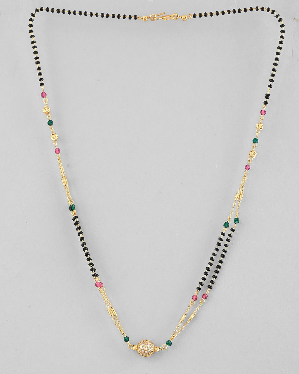 VOJ Gold-Polished AD-Studded & Beaded Layered Mangalsutra | Grab2Buy