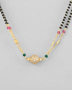 VOJ Gold-Polished AD-Studded & Beaded Layered Mangalsutra | Grab2Buy